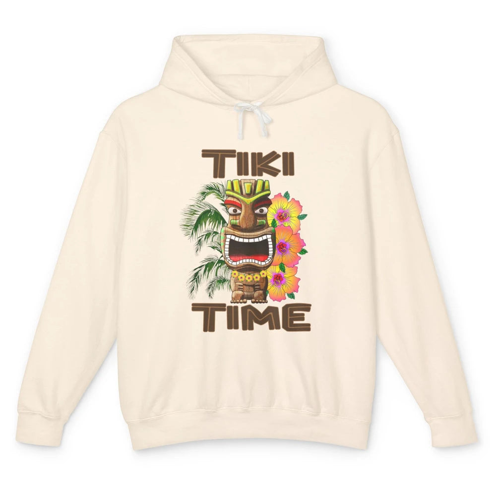 Aloha Flower Luau Tiki Time Hawaii Palm Tree Paradise Beach Unisex Lightweight Hoodie