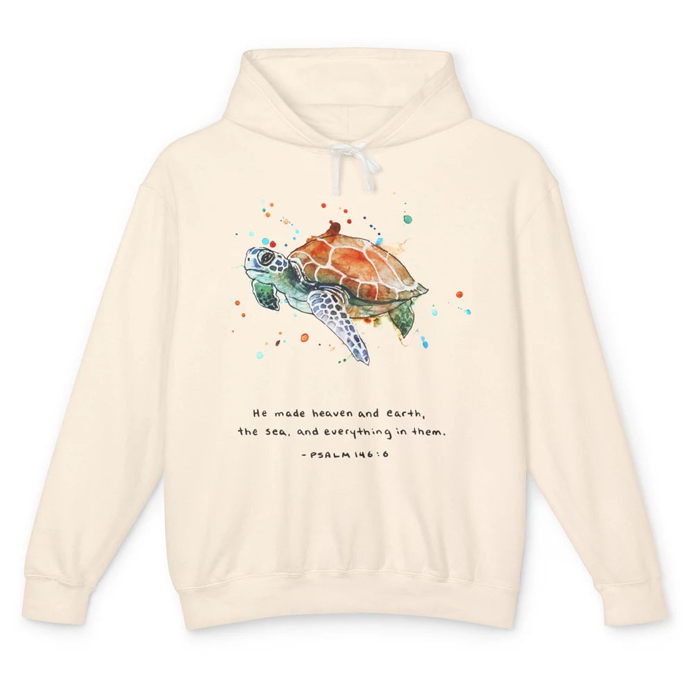 Christian He Made Heaven And Earth Sea Bible Verse Religious Unisex Lightweight Hoodie