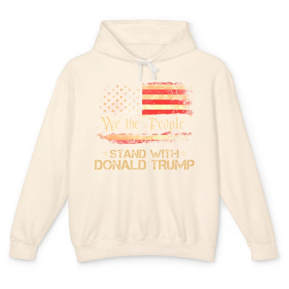 Retro US Flag We The People Stand With Donald Trump Return Unisex Lightweight Hoodie