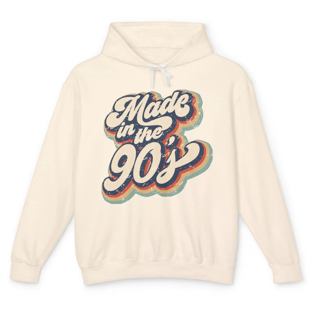 Retro Vintage Made In The 90's 1990s Born Birthday Day Gift Unisex Lightweight Hoodie