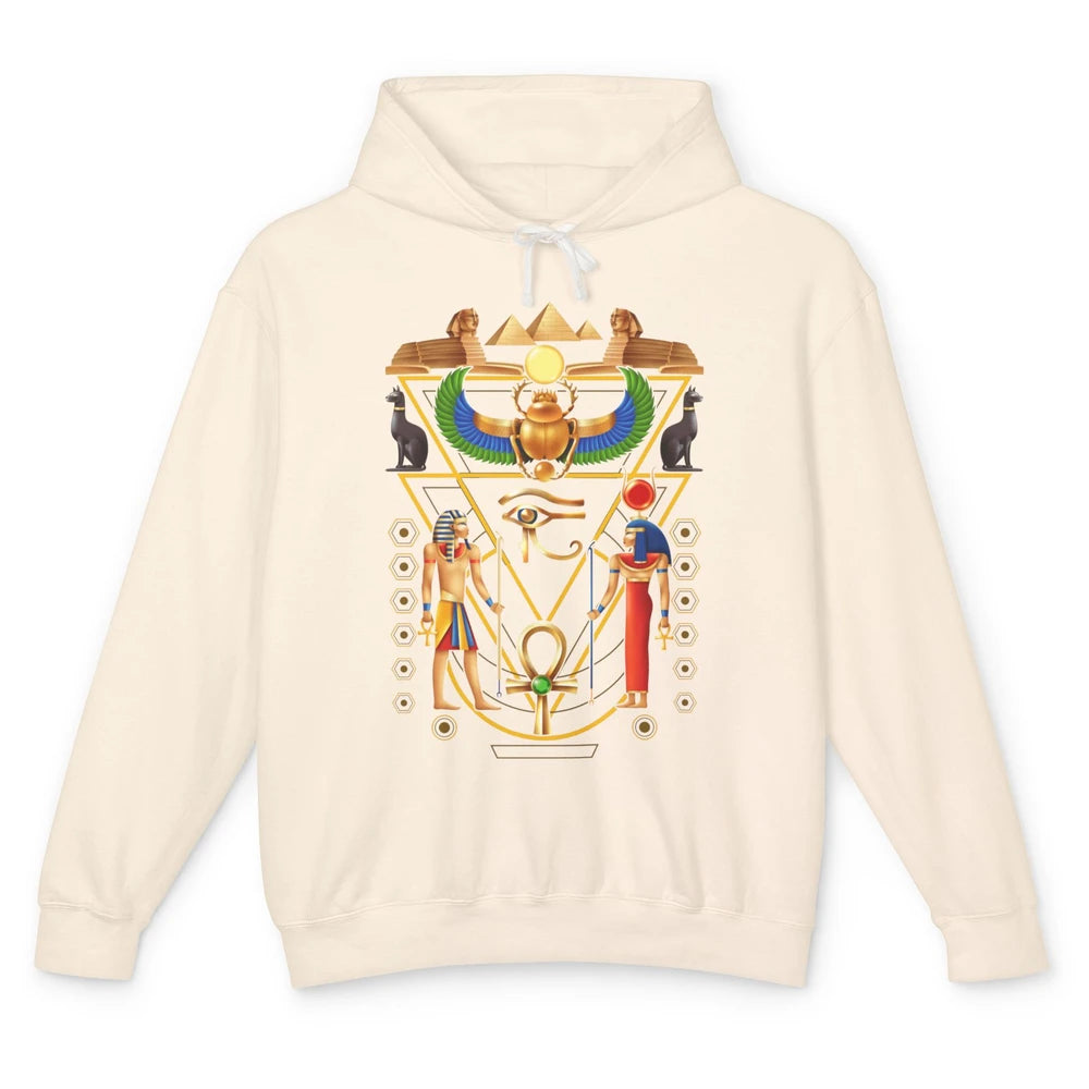 Cool Ancient Egyptian Culture Scarab Artifact Ankh Horus Eye Unisex Lightweight Hoodie