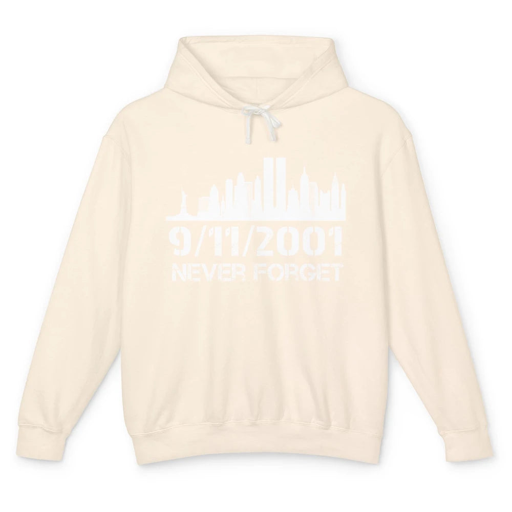 Never Forget 9/11 20th Anniversary Patriot Memorial Day Unisex Lightweight Hoodie