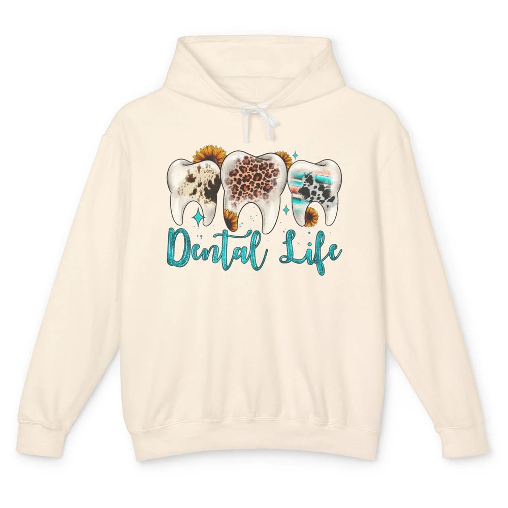 Western Dental Life Tooth Leopard Flower Dentist Hygienist Unisex Lightweight Hoodie