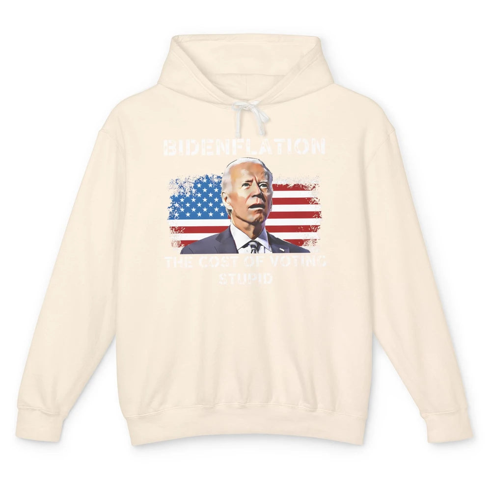 Funny Bidenflation Cost Of Voting Stupid Anti Joe Biden Unisex Lightweight Hoodie