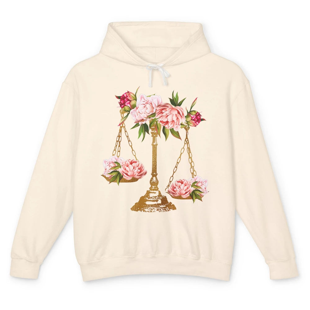 Wildflowers Lawyer Office Scales Decor Justice Law School Unisex Lightweight Hoodie