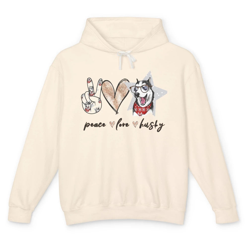 Peace Love Husky Funny Siberian Husky Mom Dog Lovers Gift Unisex Lightweight Hoodie