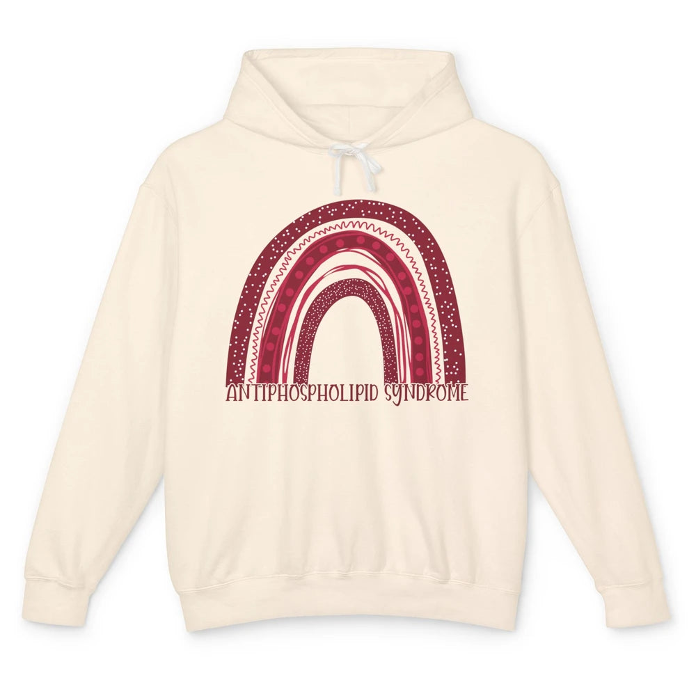 Antiphospholipid Syndrome Awareness APS Burgundy Rainbow Unisex Lightweight Hoodie