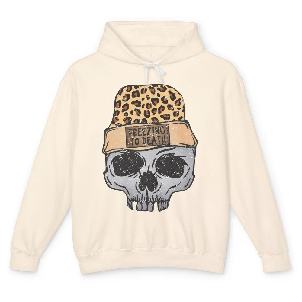 Funny Leopard Skull Freezing To Death Funny Christmas Winter Unisex Lightweight Hoodie