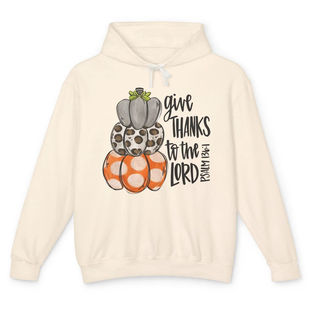 Retro Pumpkin Give Thanks To The Lord Christian Thanksgiving Unisex Lightweight Hoodie