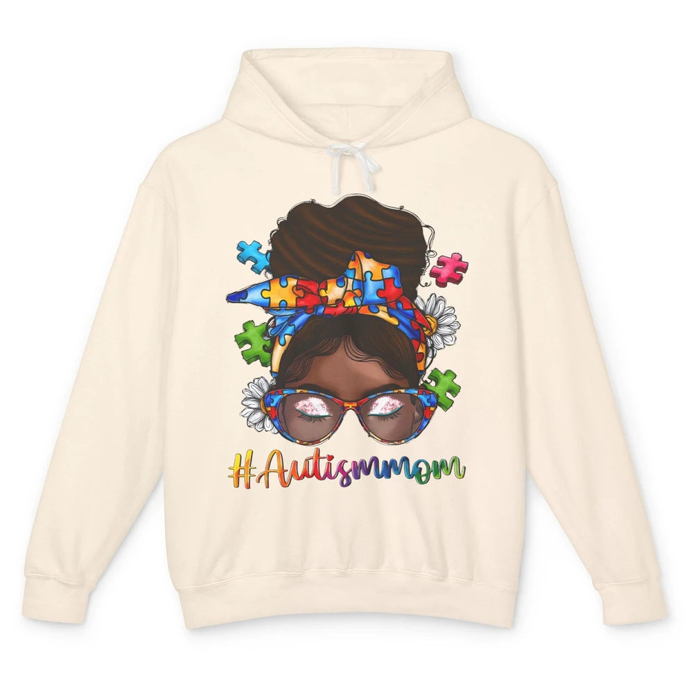 Autism Afro Mom Curly Hair American African Autism Awareness Unisex Lightweight Hoodie