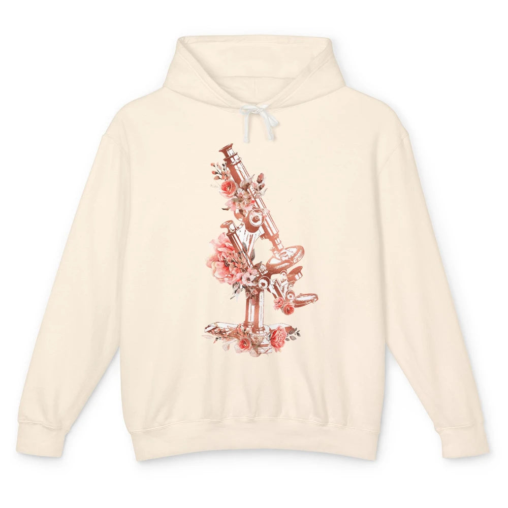 Floral Microscope Medical Laboratory Tools Microbiologist Unisex Lightweight Hoodie