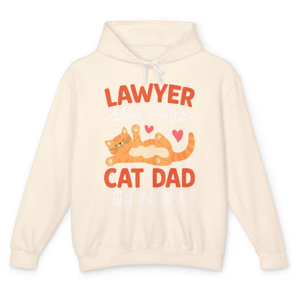 Funny Lawyer By Day Cat Dad By Night Pet Owner Joke Father Unisex Lightweight Hoodie