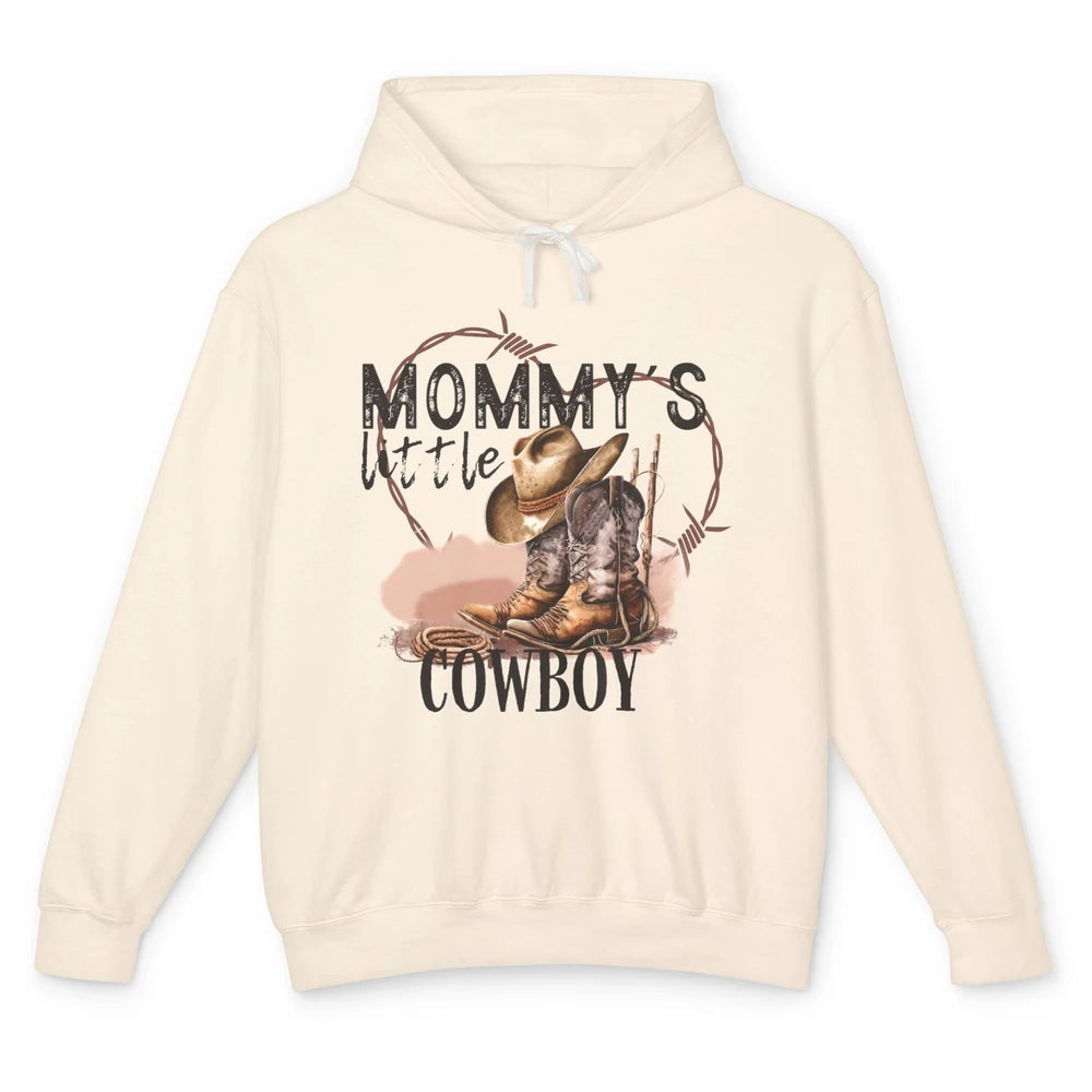 Mommy's Little Cowboy Western Mama Boots Rancher Mother Unisex Lightweight Hoodie