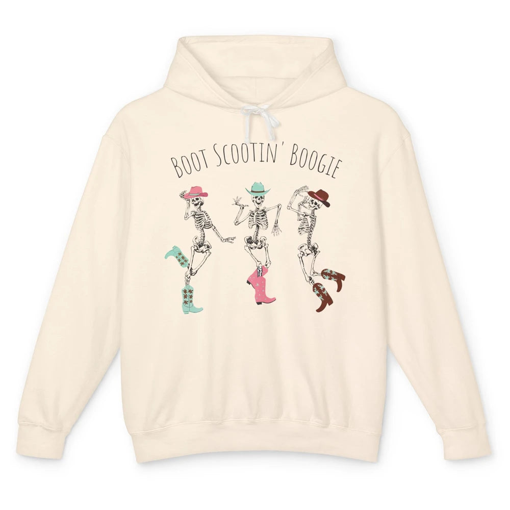 Cowboy Skeleton Dance Boot Scooting Boogie Western Halloween Unisex Lightweight Hoodie