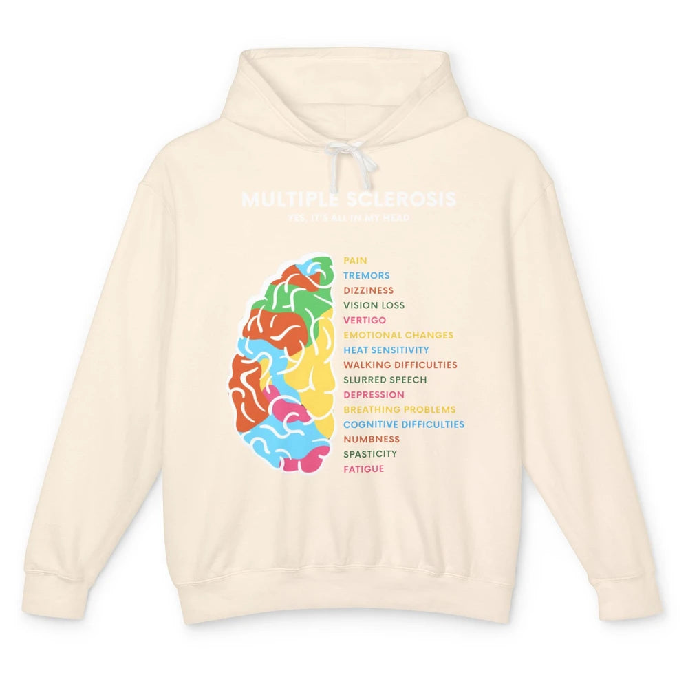 Multiple Sclerosis Awareness Its All In My Head Ms Ribbon Unisex Lightweight Hoodie