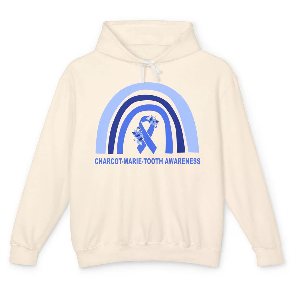 Charcot-marie-tooth Disease Awareness Floral Blue Rainbow Unisex Lightweight Hoodie