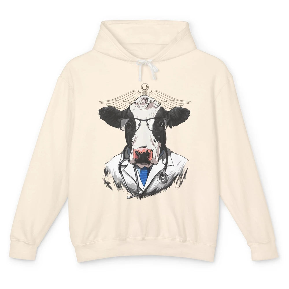 Funny Cow Vet Doctor Physician Surgeon Vet Tech Veterinarian Unisex Lightweight Hoodie