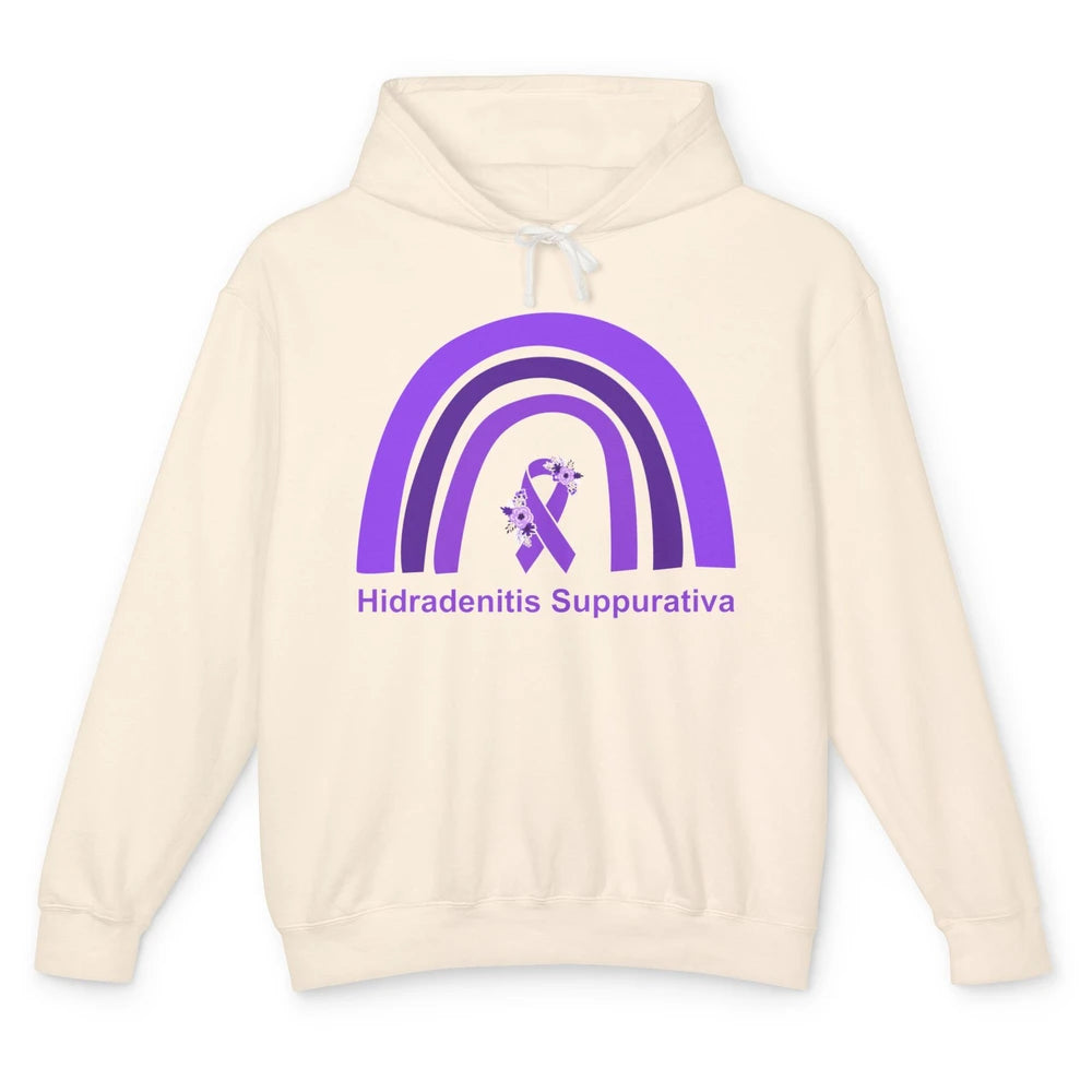 Small Fiber Neuropathy Awareness Floral Purple Rainbow Unisex Lightweight Hoodie