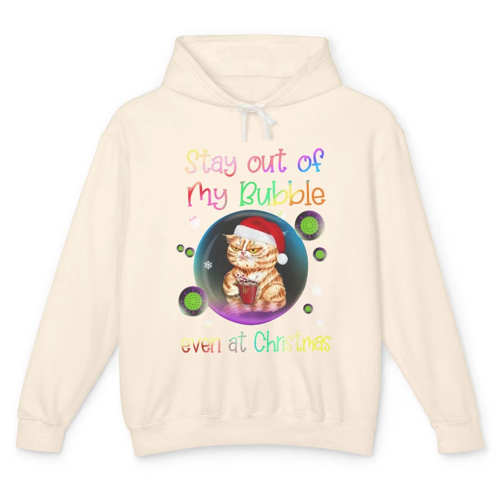 Funny Santa Cat Stay Out Of My Bubble Even At Christmas Unisex Lightweight Hoodie