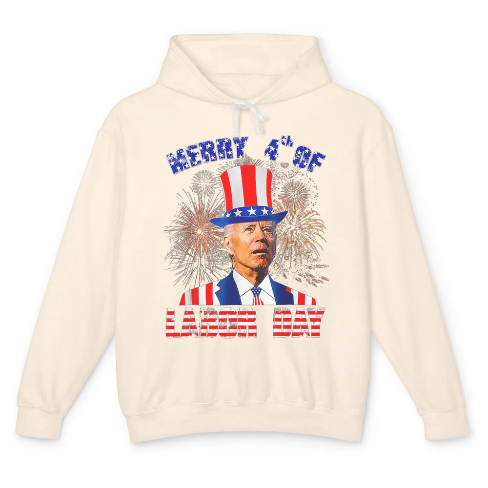 Funny Joe Biden Merry 4th Of Labor Day Humor American Flag Unisex Lightweight Hoodie