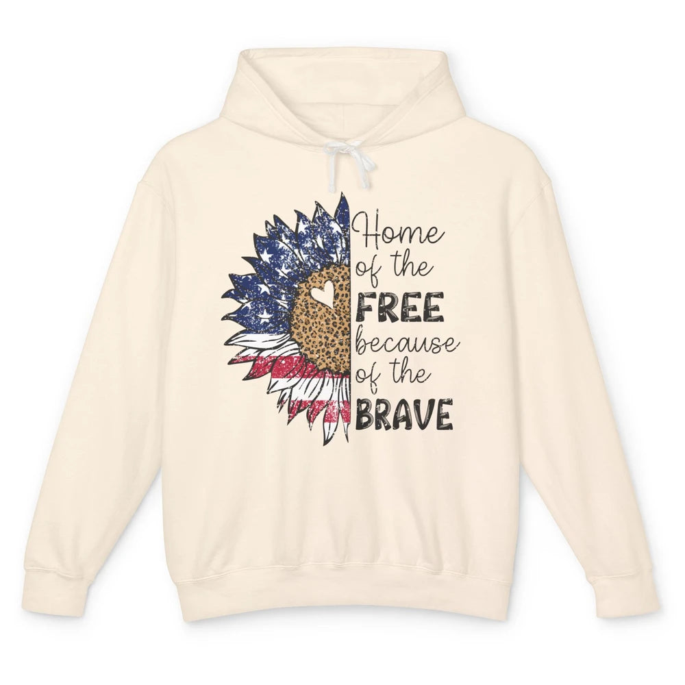 Sunflower 4th Of July Home Of The Free Because Of The Brave Unisex Lightweight Hoodie