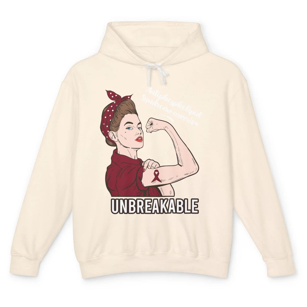 Antiphospholipid Syndrome Ribbon Strong Woman Unbreakable Unisex Lightweight Hoodie