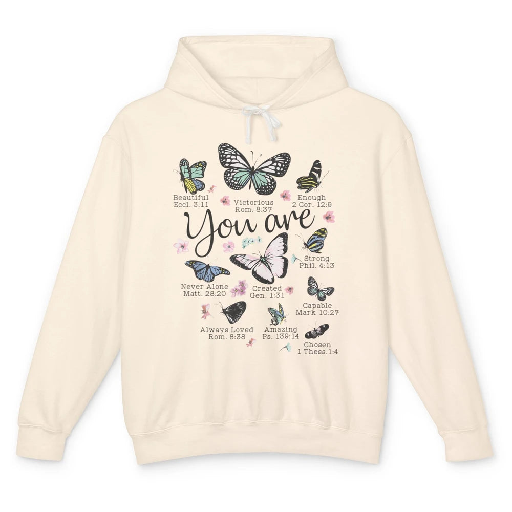 You Are Beautiful Bible Verse Butterfly Christian Jesus God Unisex Lightweight Hoodie