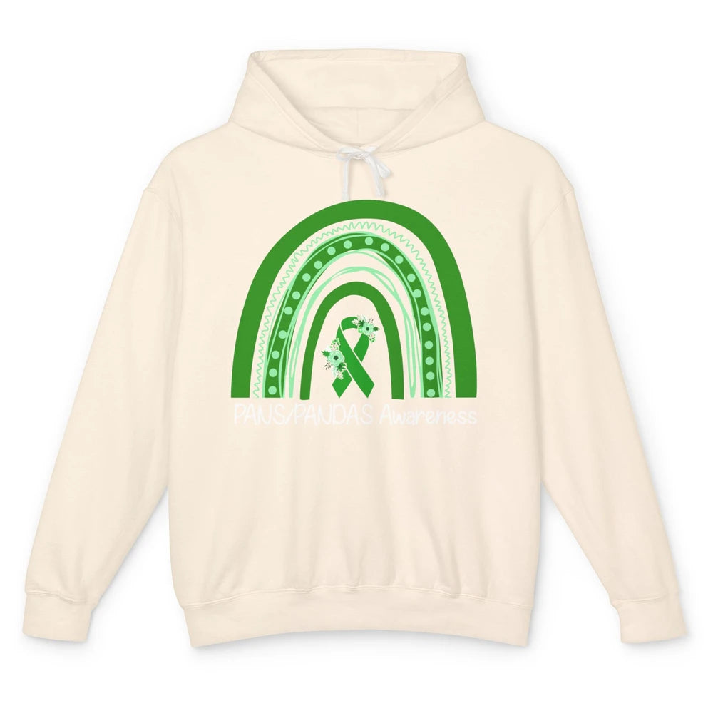 PANS/PANDAS Awareness Floral Green Ribbon Rainbow Pans Unisex Lightweight Hoodie