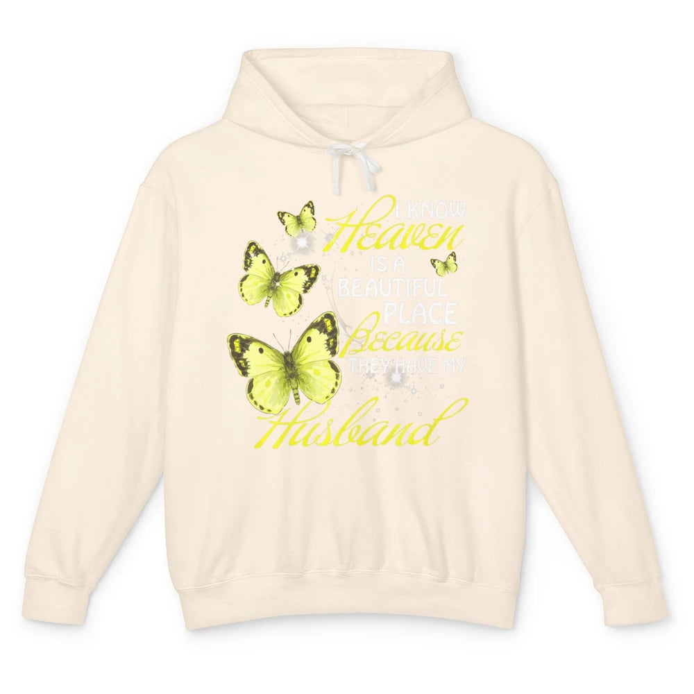 Heaven Beautiful Place They Have My Husband Butterfly Angel Unisex Lightweight Hoodie