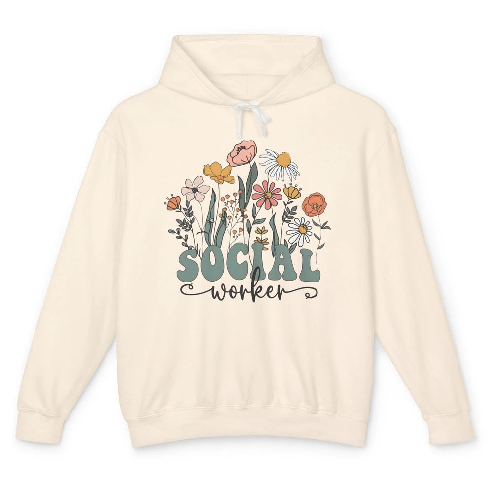 Social Worker Wildflower School Social Worker Teacher Gift Unisex Lightweight Hoodie