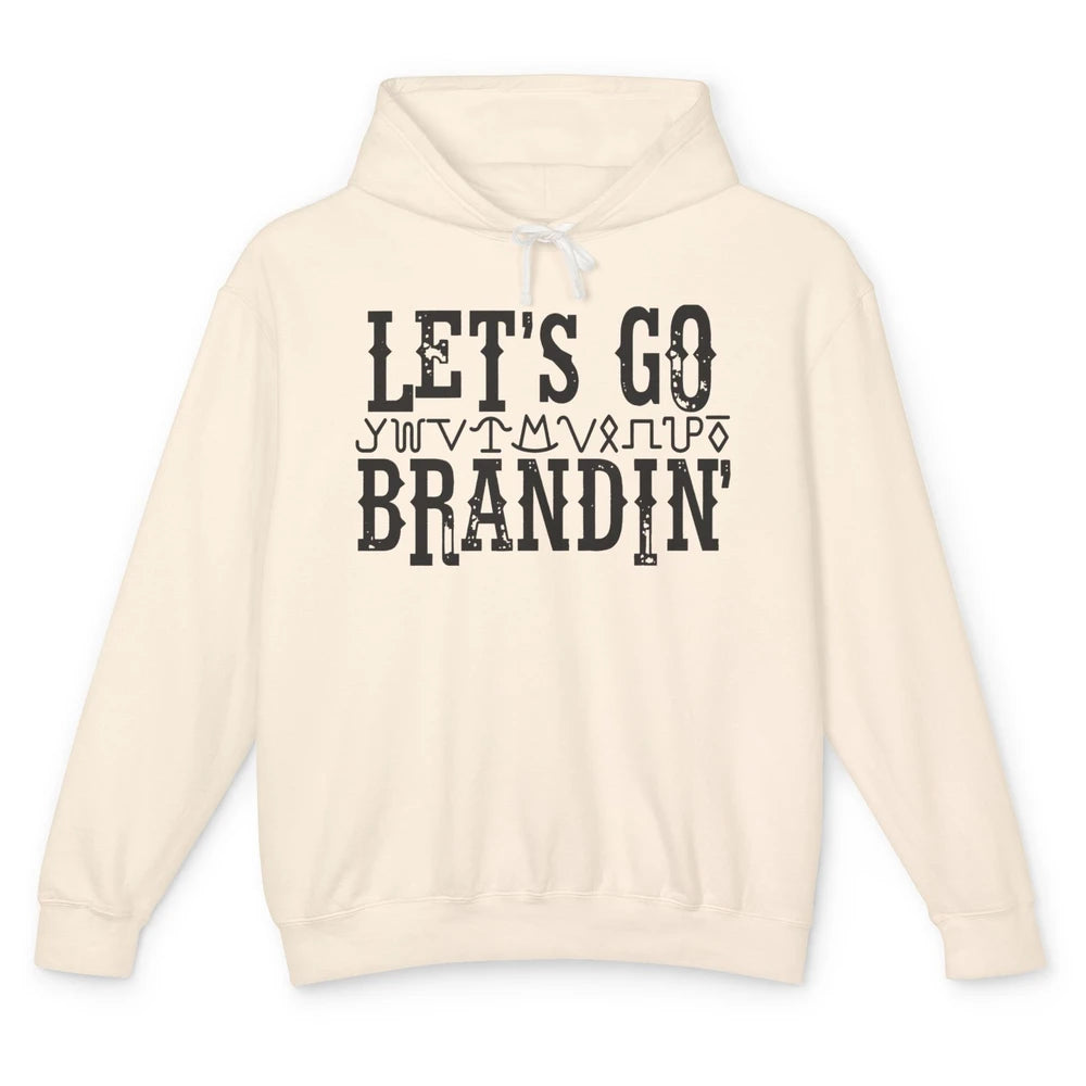 Vintage Cowboy Hat Let's Go Brandin' Western Country Symbols Unisex Lightweight Hoodie