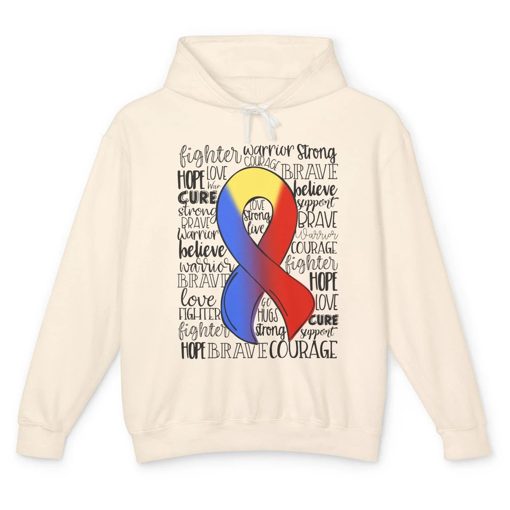 Thoracic Outlet Syndrome Awareness Blue Red Ribbon Hope Love Unisex Lightweight Hoodie