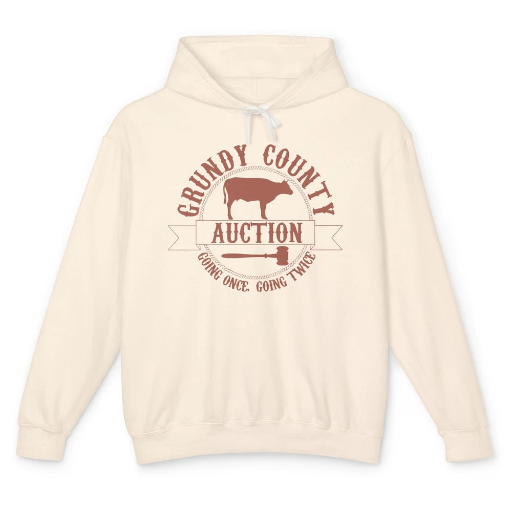 Retro Cow Cattle Grundy County Auction Western Country Farm Unisex Lightweight Hoodie