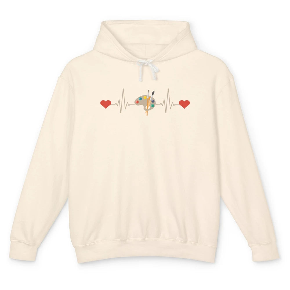 Art Paint Palette Brush Heartbeat Painter Artist Retro Paint Unisex Lightweight Hoodie