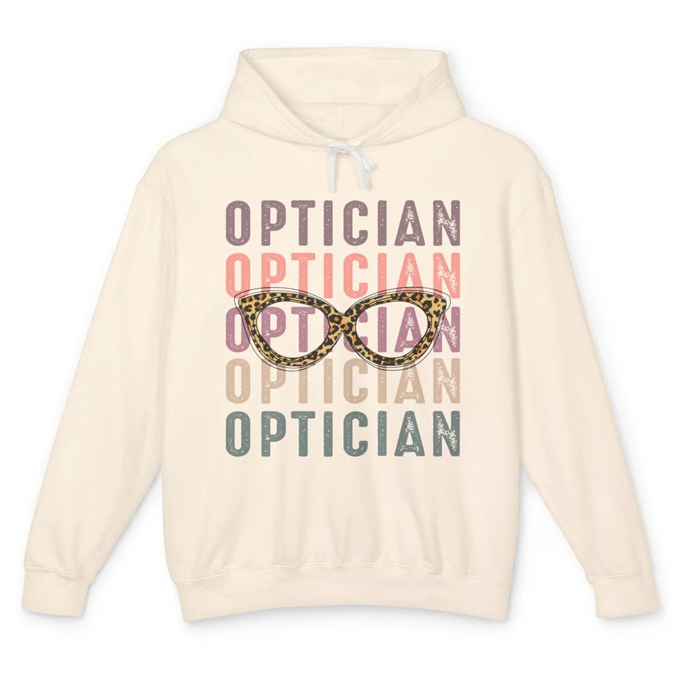 Retro Optometrist Leopard Eyeglasses Optician Ophthalmology Unisex Lightweight Hoodie