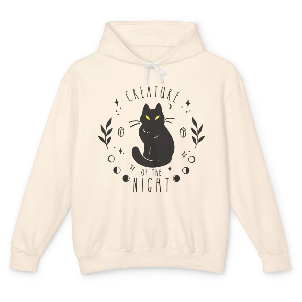 Black Cat Witch Creature Of The Night Halloween Cat Costume Unisex Lightweight Hoodie