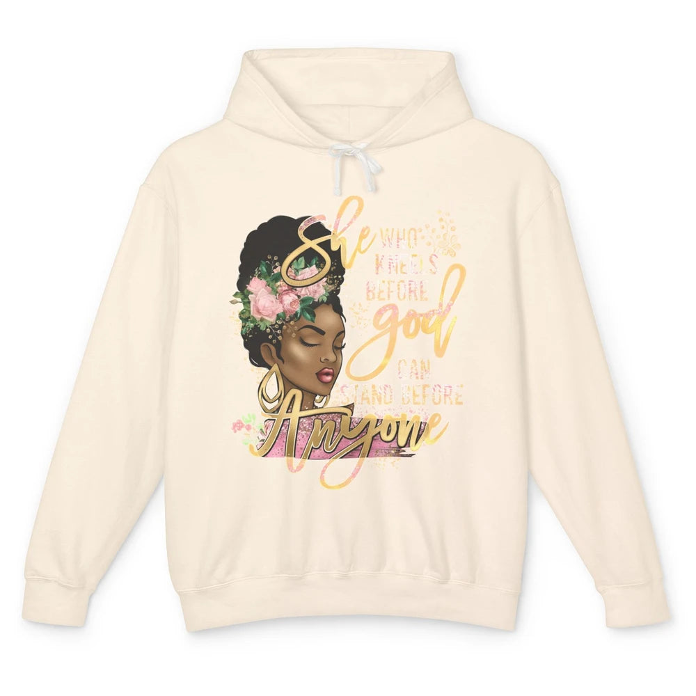 Black Girl She Who Kneels Before God Christian Afro Women Unisex Lightweight Hoodie