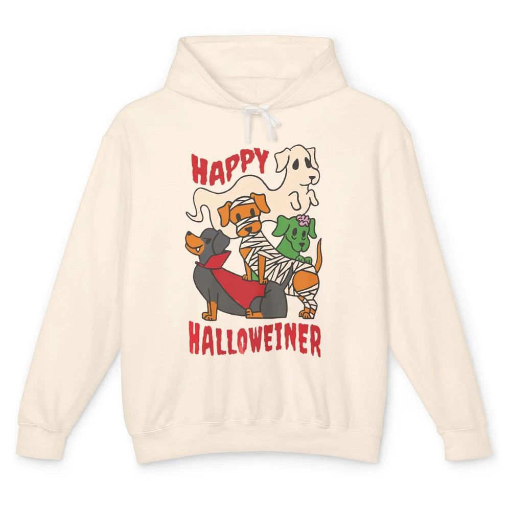 Groovy Dachshund Dog Skeleton Vampire Halloween Spooky Party Unisex Lightweight Hoodie