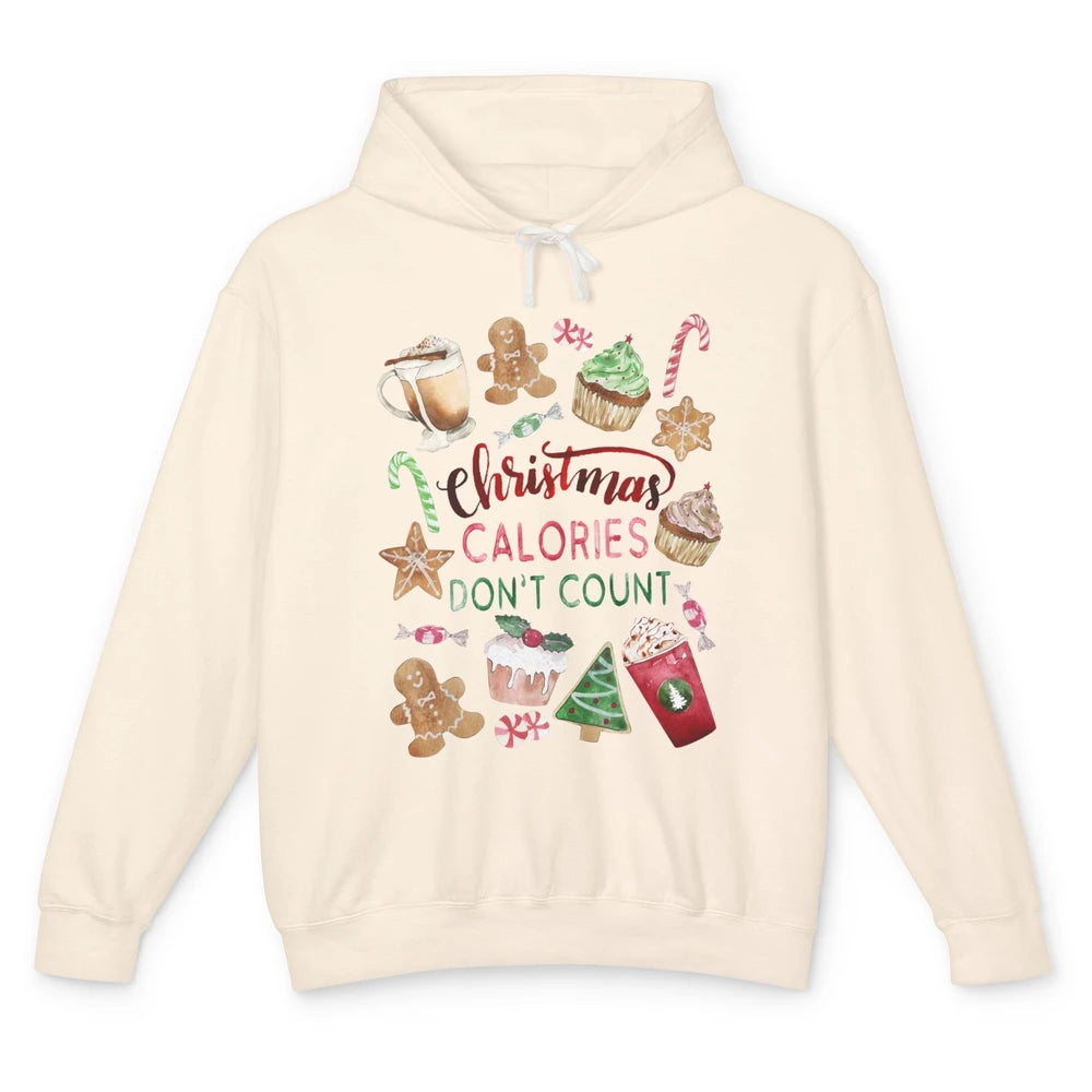 Funny Christmas Favorites Calories Dont Count Christmas Cake Unisex Lightweight Hoodie