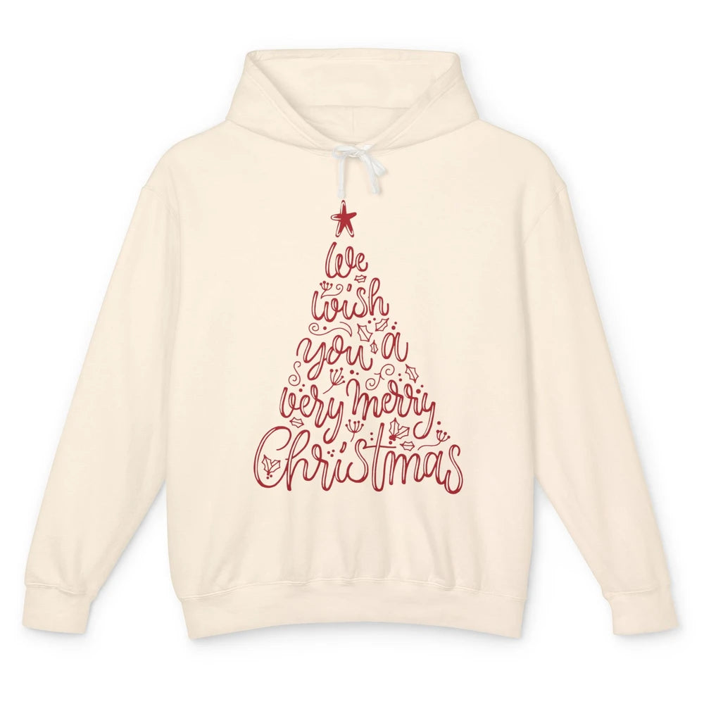 Funny Christmas Tree We Wish You A Merry Christmas Unisex Lightweight Hoodie