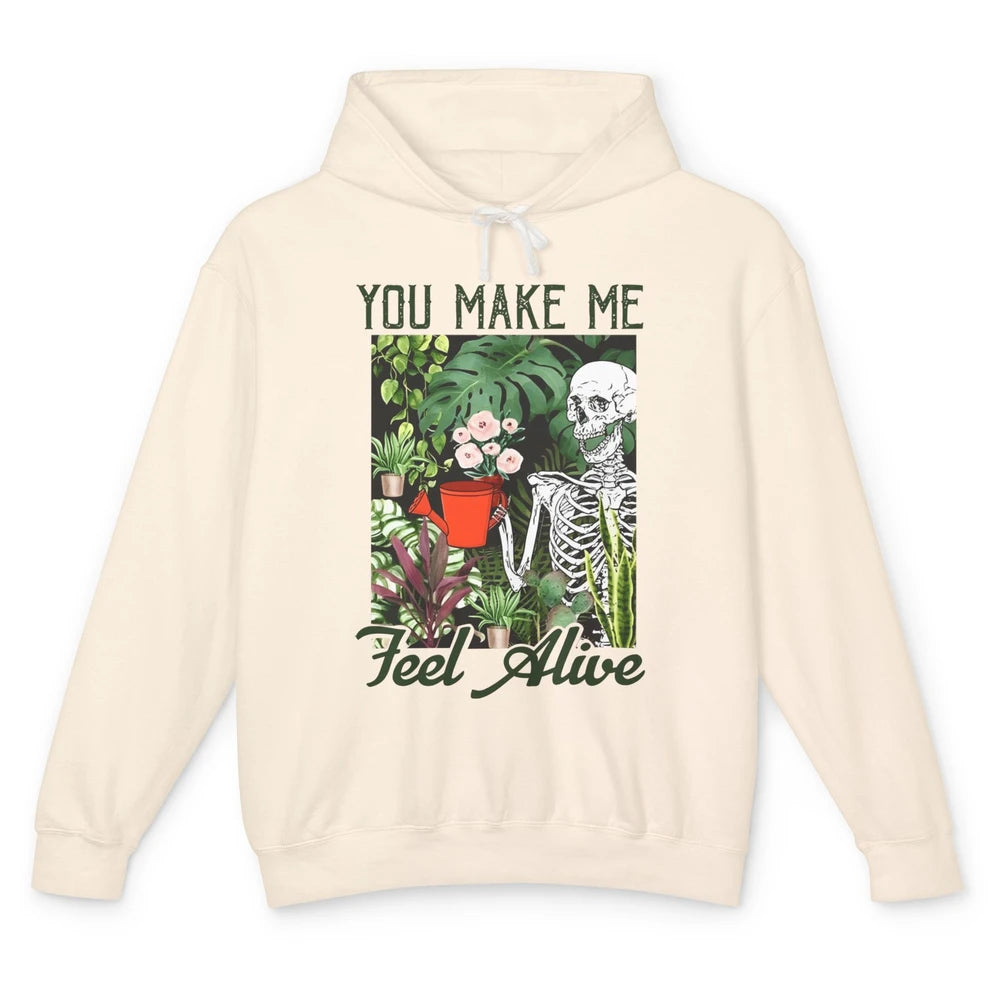 Make Me Feel Alive Skeleton Plant Flower Botanical Garden Unisex Lightweight Hoodie