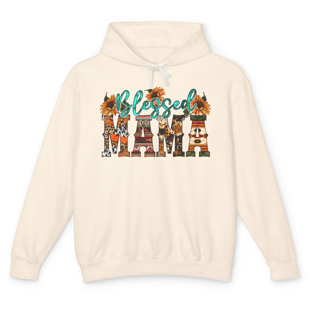 Leopard Sunflower Blessed Mama Western Mama Mothers Day Unisex Lightweight Hoodie