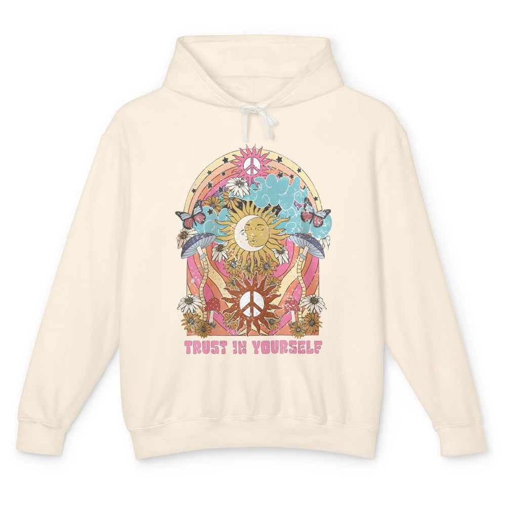 Hippie Trust Yourself Mystic Moon Sun Boho Positive Mushroom Unisex Lightweight Hoodie