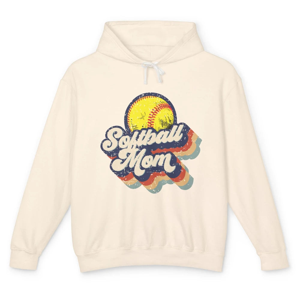 Retro Softball Mom Catcher Pitcher Mothers Softball Player Unisex Lightweight Hoodie