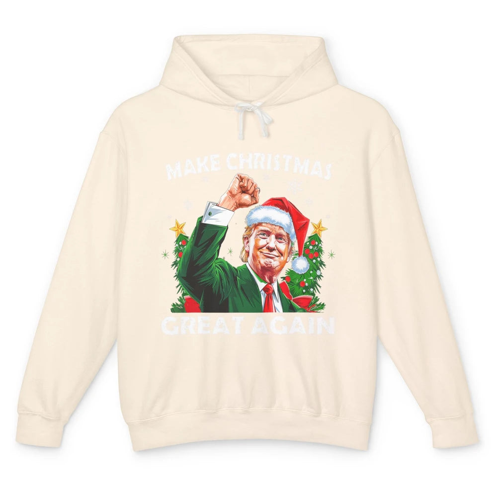 Make Christmas Great Again Funny Santa Trump Political Donald Trump Republican President Xmas Unisex Lightweight Hoodie