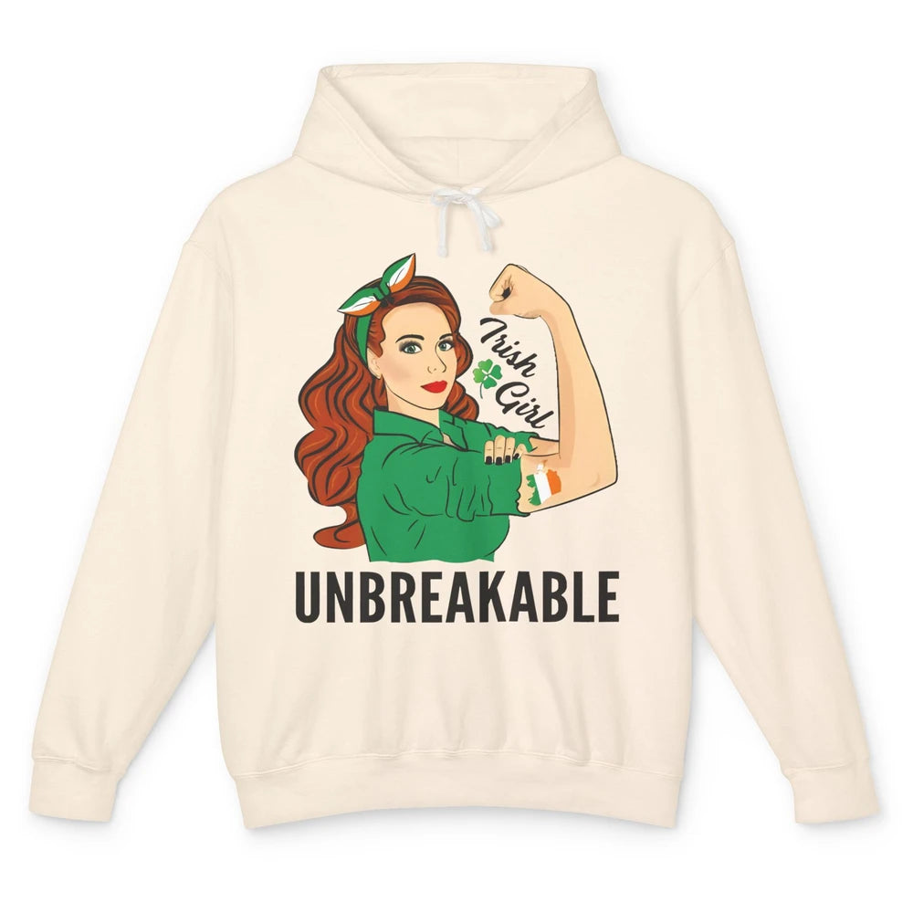 Irish Girl Unbreakable St Patricks Day I'm Irish Lucky Girl Unisex Lightweight Hoodie