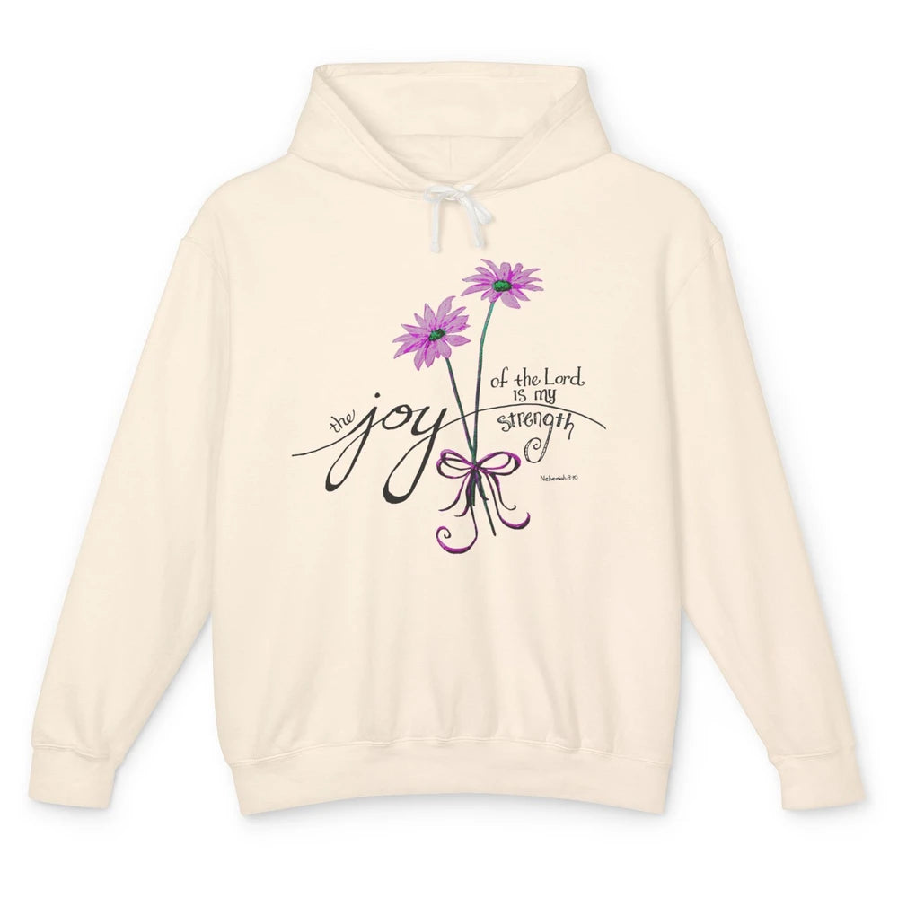 Joy Of Lord My Strength Minimalist Floral Jesus Christian Unisex Lightweight Hoodie