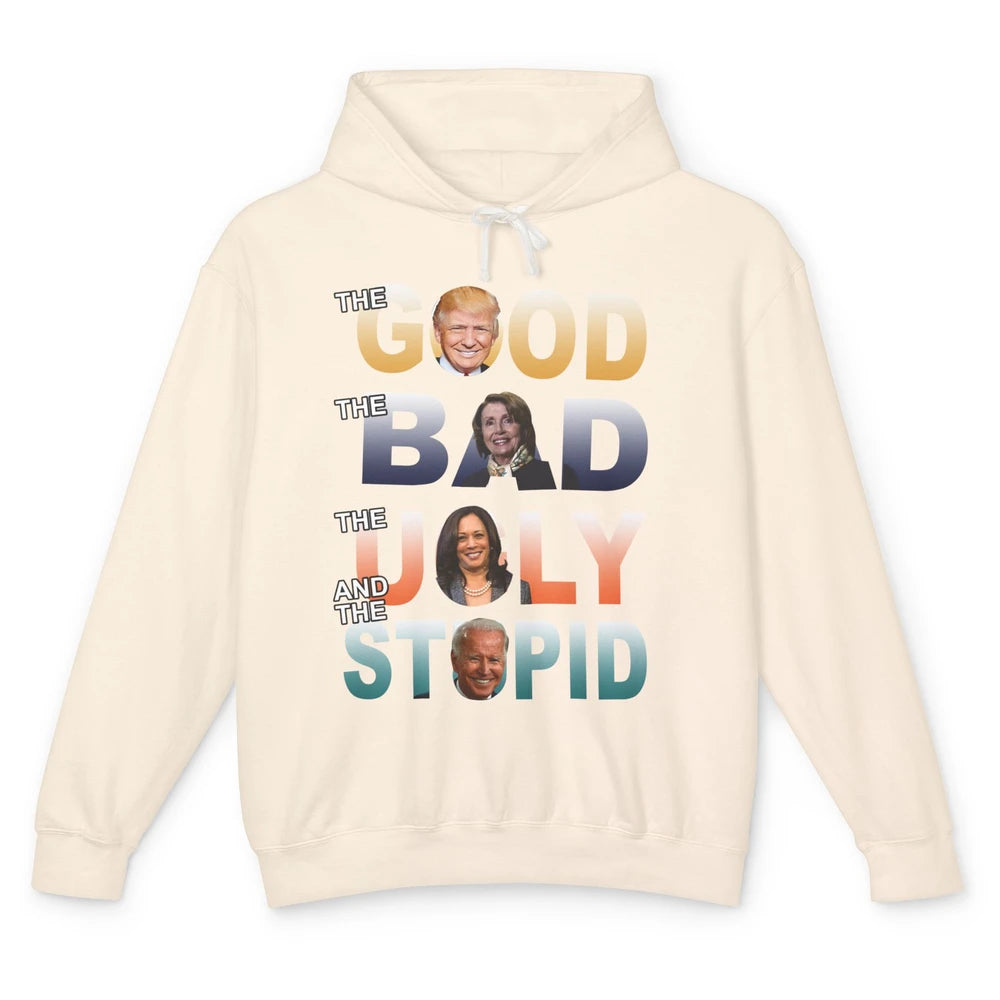 Funny Trump 2024 The Good The Bad The Stupid Anti Biden Gift Unisex Lightweight Hoodie