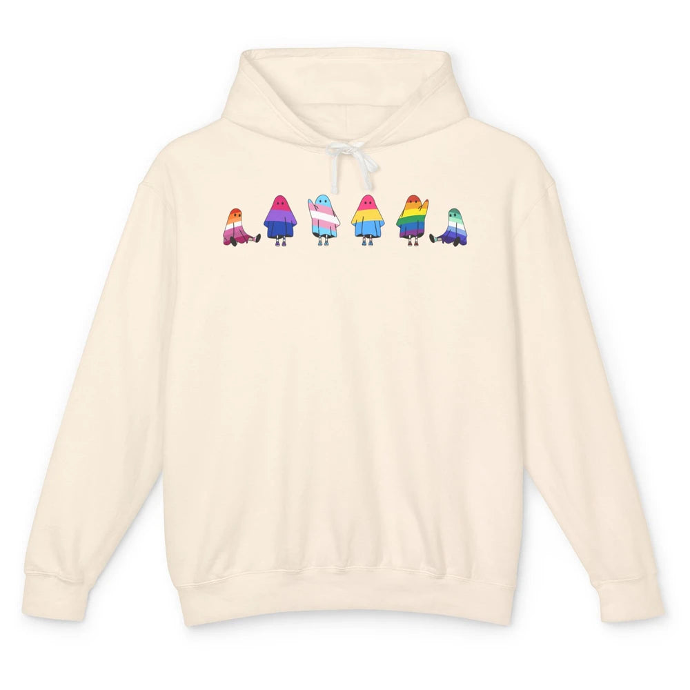 Cute Gay Baby Ghosts Spooky LGBTQ Lesbian Gay Pride Month Unisex Lightweight Hoodie