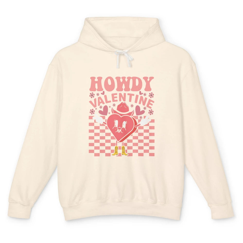 Happy Valentines Day Heart Cowboy Groovy Howdy Valentine Unisex Lightweight Hoodie